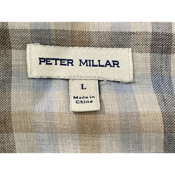 Peter Millar Hill Point Shirt Men’s L Blue Plaid Cotton Button Up Preppy - Picture 6 of 8